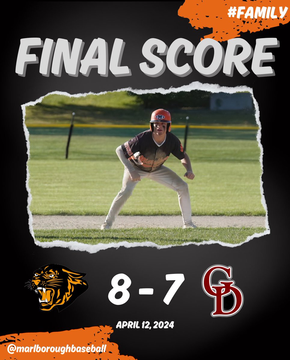 Bottom of the 7th rally to win it! Let’s go!! D. Coffin - W, 5IP, 3ER, 3K D. Romano - 2-4, 2B, R, RBI M. Benway - 1-4, 2B, R, RBI E. Kneissler - 1-4, 2B, R, 2RBI D. Miele - 1-2, 2R, HBP, SB @tgsports @MetroWestSports @WMCTSports