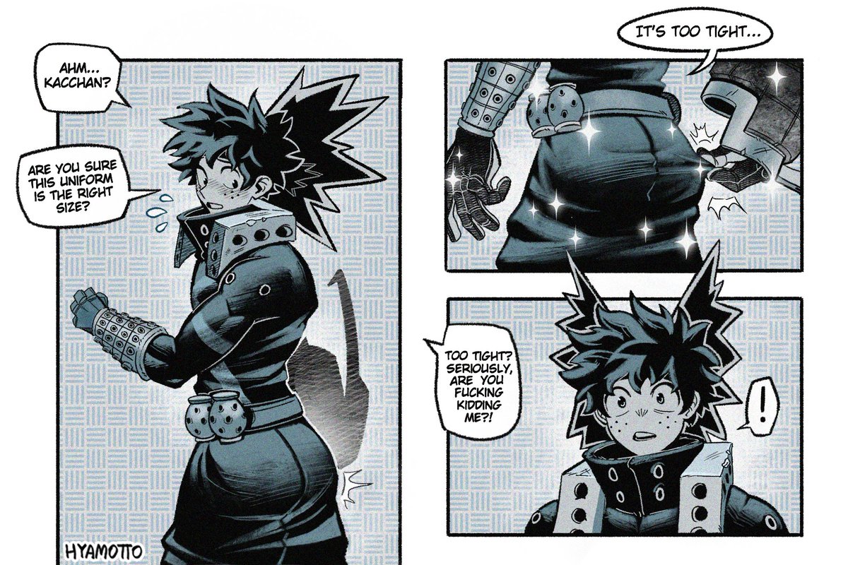 hyamotto's tweet photo. In my mind, this is a canonical event...
Hero outfit swap! 🙃❤️

#Bkdk #MHA https://t.co/Mr5eNyz4my