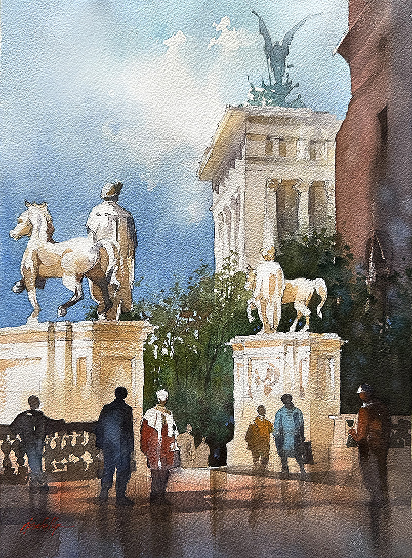 From the Piazza del Campidoglio - Rome.
Watercolor : 16x12 inches
Today's live demonstration painting
#art #architecture #watercolor #drawings #paintingoftheday