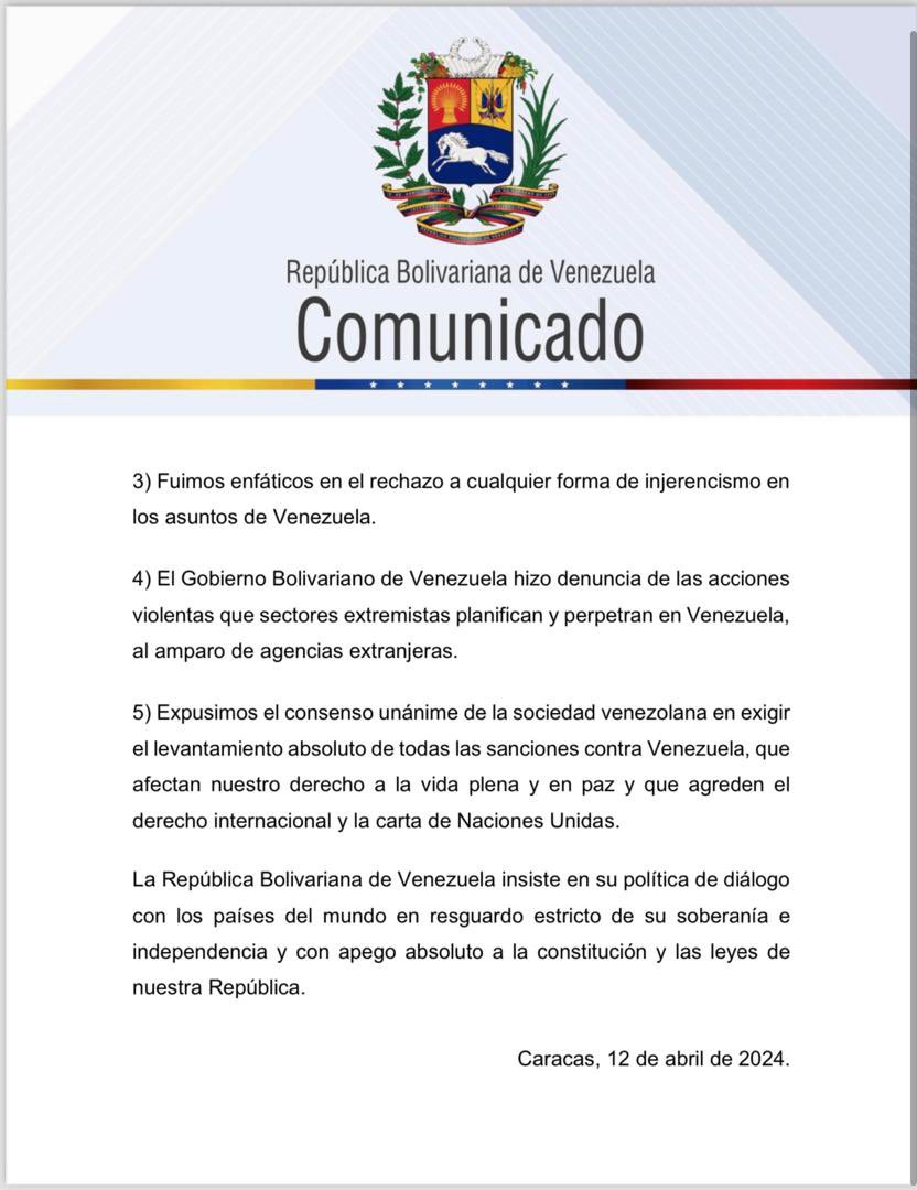 En comunicado oficial, el gobierno de Venezuela confirma que si se reunió en México con representantes del gobierno estadounidense. La reunión se centró en el levantamiento de las sanciones y sobre los acuerdos suscritos entre ambas partes en Doha.