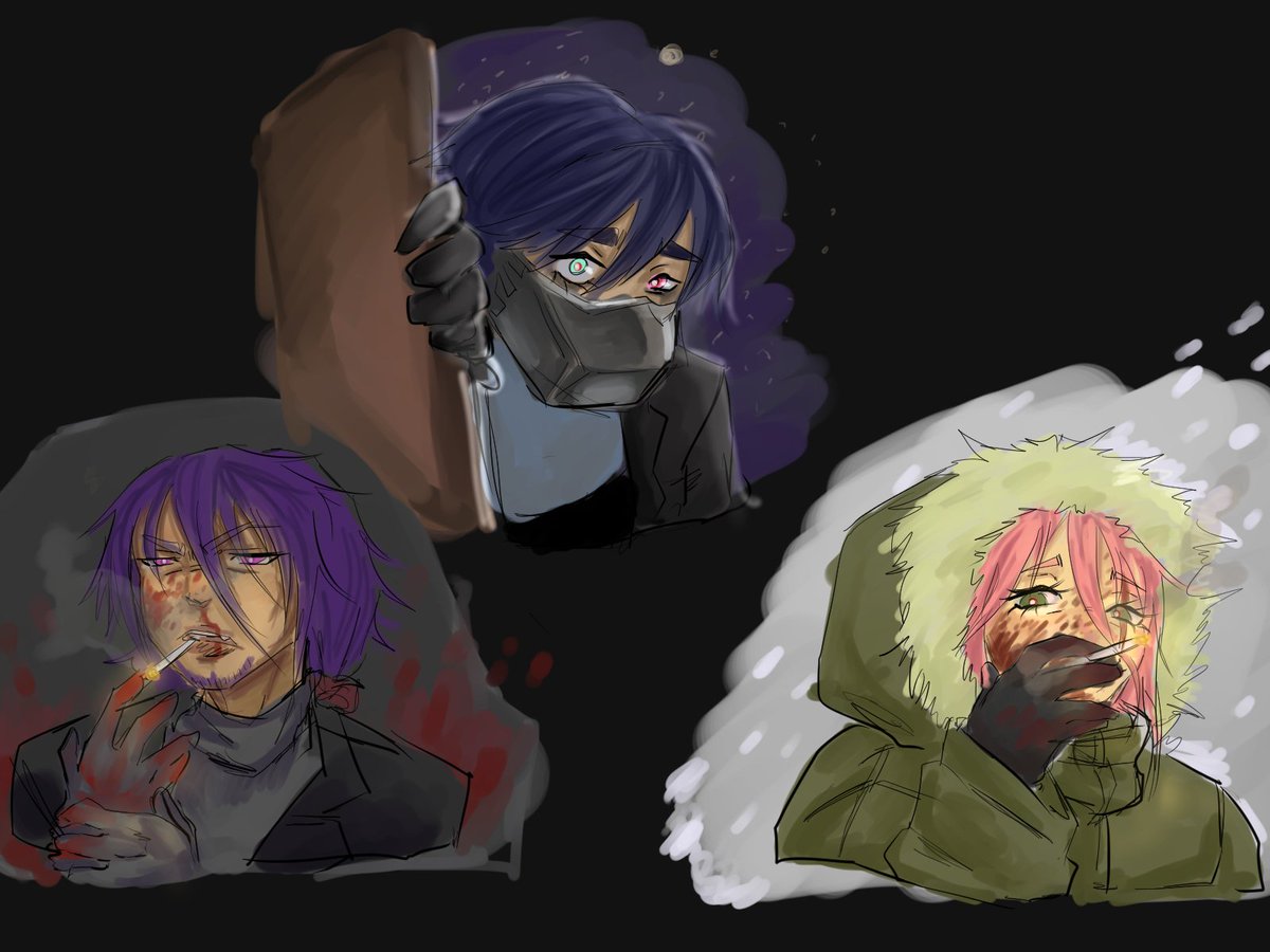 Aca hice a algunos de mis oc's mas insanos ♡ era para soltar mas la mano en la pc con la tableta , espero les guste 
#ArtistOnTwitter #artwork #artmoots #ocart