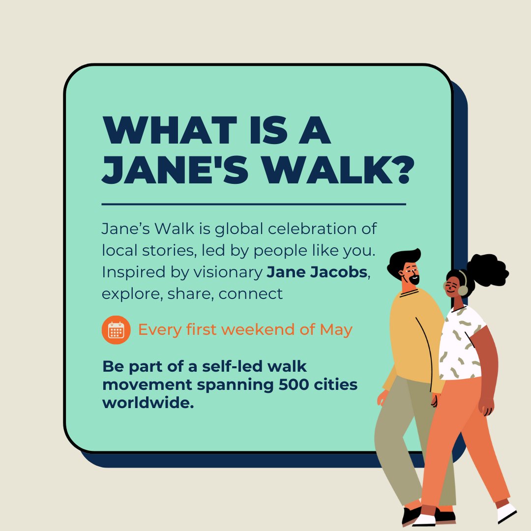 Inspired by Jane Jacobs, Jane's Walk is a unique opportunity to engage with your community &amp; explore your city in a new light. Participation is free &amp; anybody can lead a walk.

Walk submissions close April 26th. Visit: janeswalkfestivalto.com/how-to-lead-a-…

#JanesWalkTO #walkingconversations