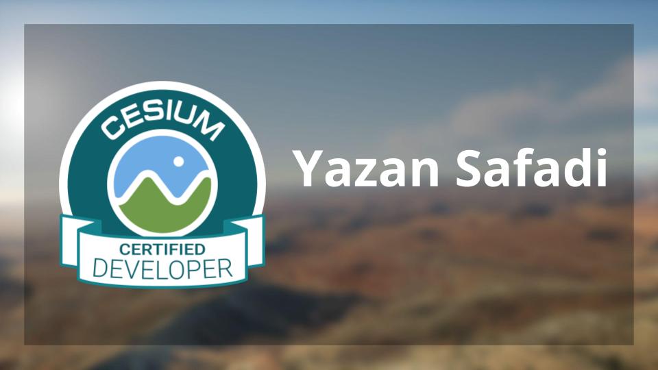 Congratulations to new #CesiumCertified Developer Yazan Safadi! 

The Cesium Certified Developer Program recognizes the technical expertise of developers who build on the Cesium platform. It's free and open to all.

Learn more about the program: cesium.com/learn/certific…