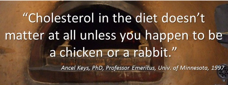 1997: Retired from University of Minnesota, Ancel Keys, AHA board member, 'Godfather' of low fat: “Cholesterol in food has no effect on cholesterol in blood & we’ve known that all along.” But, for some strange reason, no one bothered to inform the USDA Guidelines Committees.