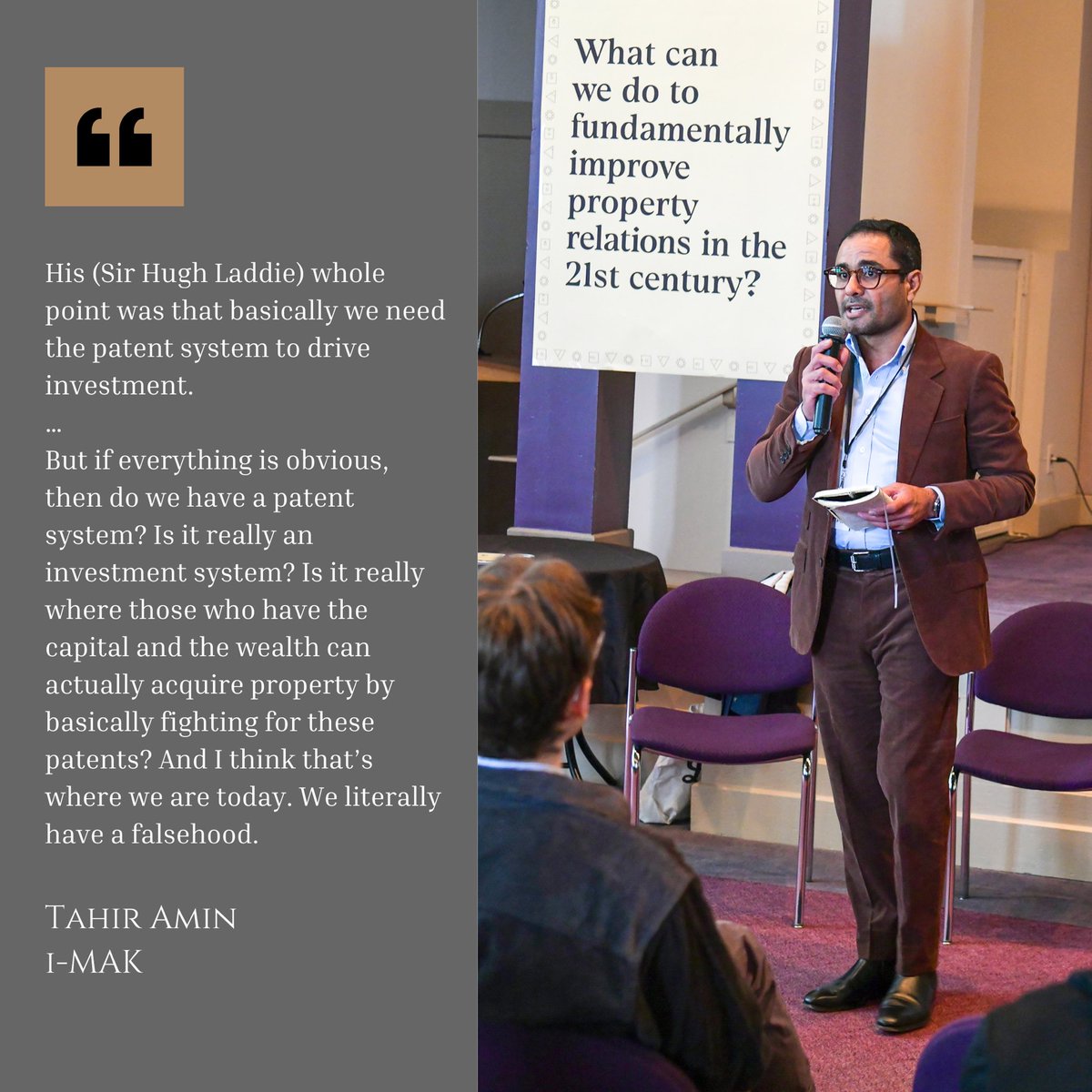Sir Hugh Laddie stressed the need for patents to drive investment. But if everything's obvious, do we have a working system? See @realtahiramin (@IMAKglobal) take stock of our current patent system and its effect on intellectual property & innovation. 👉 vimeo.com/924877660