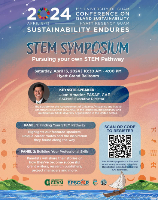 With much enthusiasm, we acknowledge our Executive Director Juan Amador for being a keynote speaker at the 2024 UoG Conference on Island Sustainability! Juan plans to share tips and guidance on pursuing one's own path in STEM as part of the STEM Symposium.