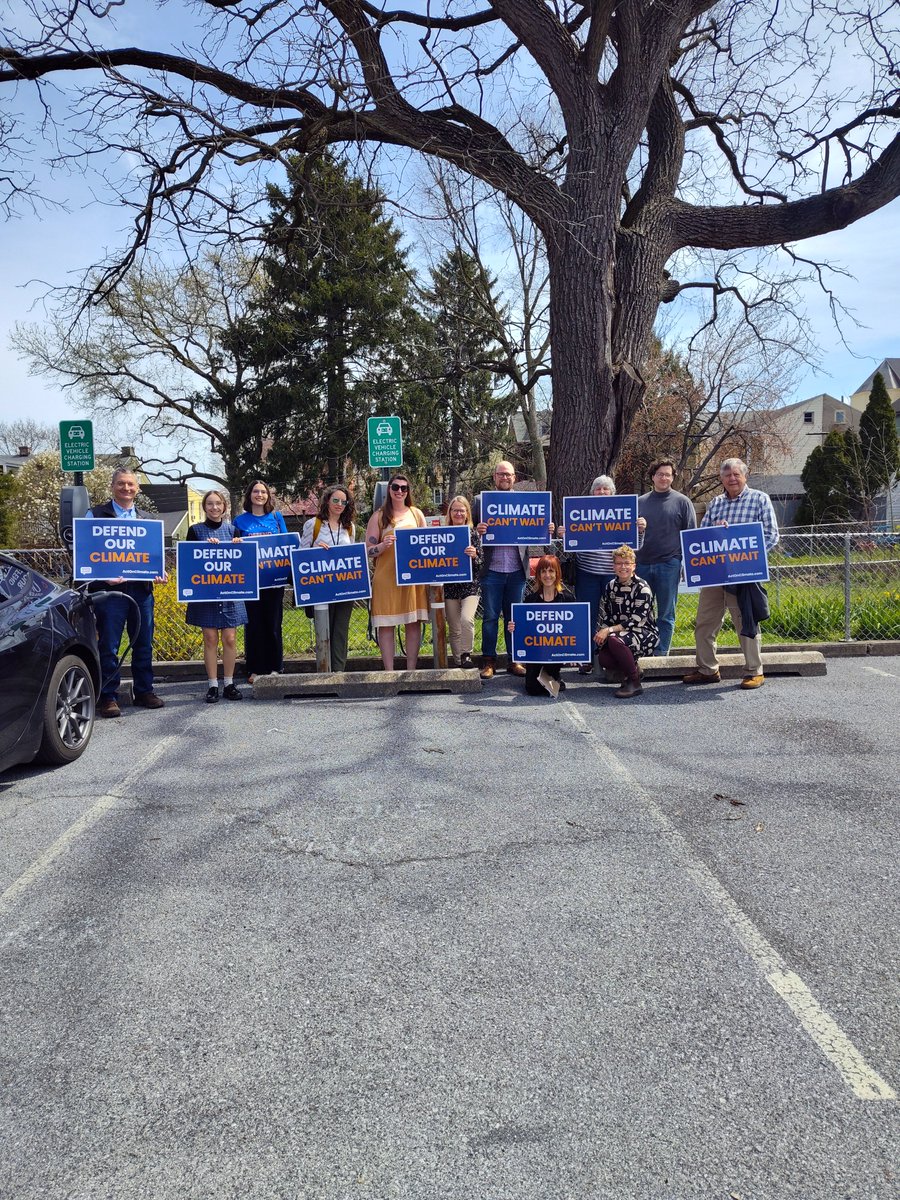 Faith and community leaders gathered at East Chestnut Street Mennonite Church (ECSMC) on Tuesday April 9th to talk about cleaner transportation and highlight the installed Electric Vehicle (EV) charging stations at the church. @SierraClubPA @actonclimateUS