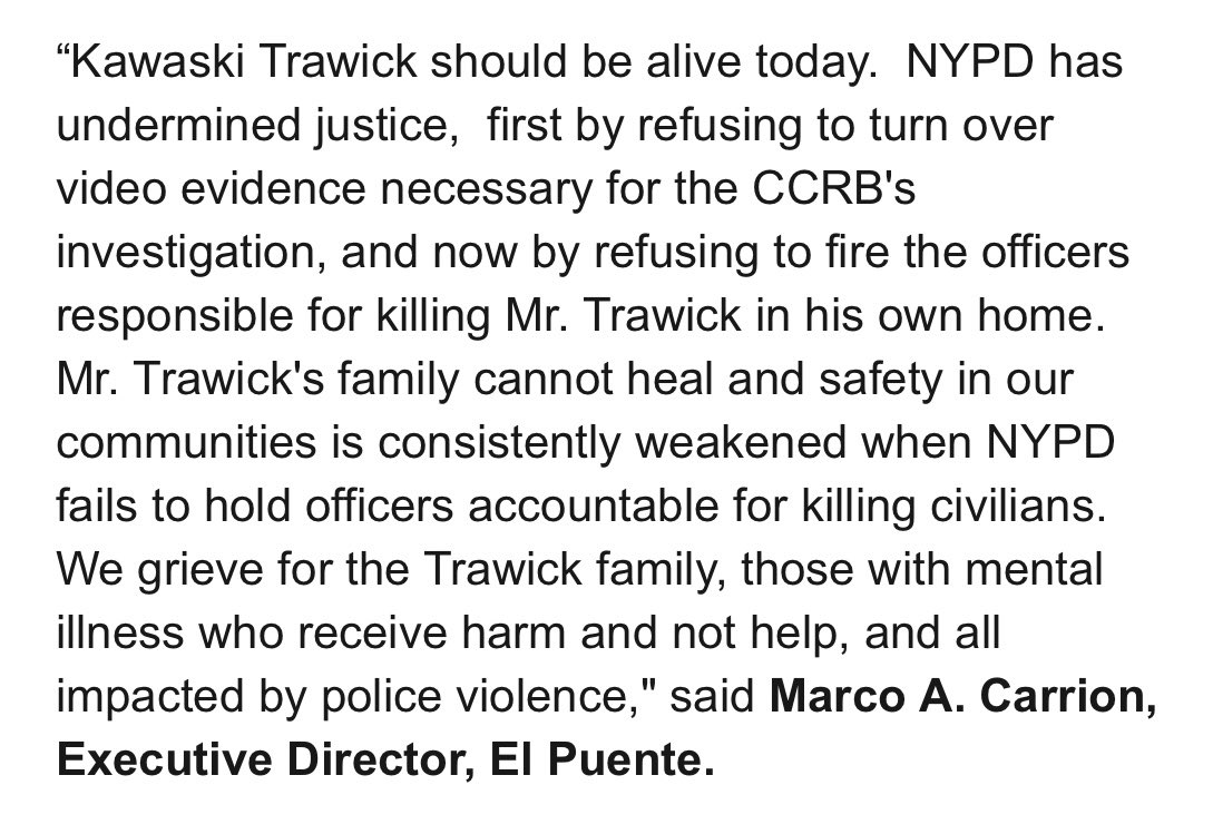 Kawaski Trawick should be alive today. Nearing the five year mark of his death, the NYPD has decided to divert from delivering accountability and serve no disciplinary action to the officers responsible for his killing. Statement by @changethenypd here: bit.ly/4aNsSmS