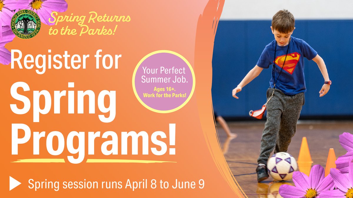 ChicagoParks's tweet photo. Spring programs slots are still available! ๐ Register TODAY! Programs runs thru June 9. Enjoy fitness activities, art classes & more before the summer is finally upon us. Register at https://t.co/5fqRYKqRqN. #SpringInTheParks https://t.co/M36RX1JOIs