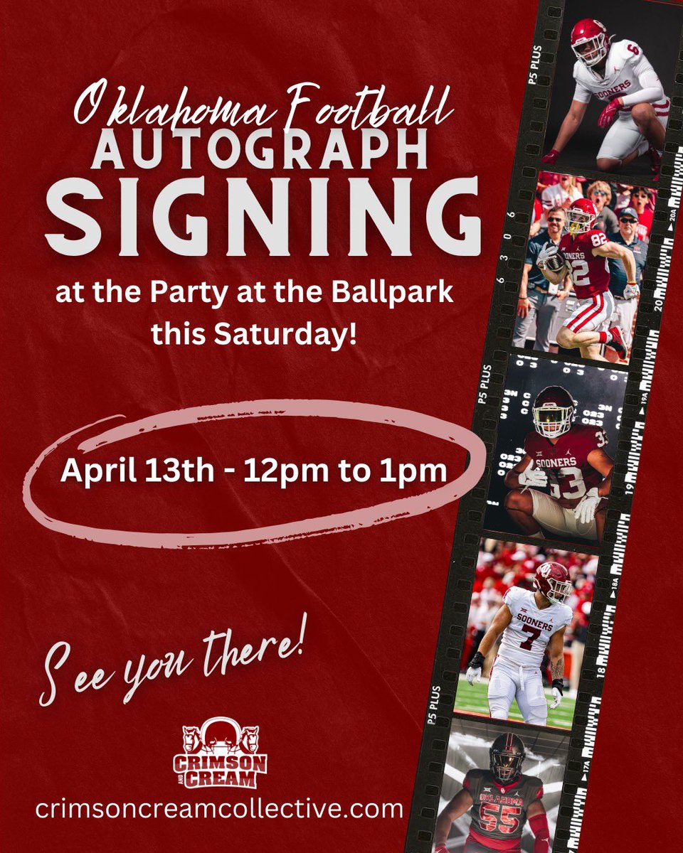 Join me and some teammates at the Party at the Ballpark tomorrow from 12-1pm before the <a href="/OU_Softball/">Oklahoma Softball</a> and <a href="/OU_Baseball/">Oklahoma Baseball</a> games for an autograph session! Can’t wait to see you all out there!
