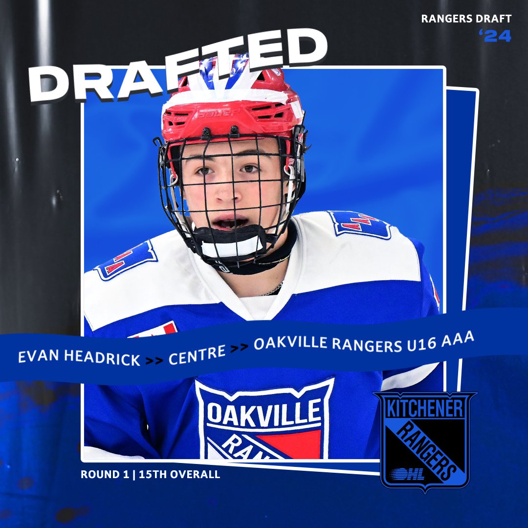 With the 15th overall pick in the 2024 #OHL Priority Selection, we are pleased to select Evan Headrick from the Oakville Rangers U16 AAA.

Welcome to #RTown!

📰 | chl.ca/ohl-rangers/ar…

#OHLDraft | #OHLRangers