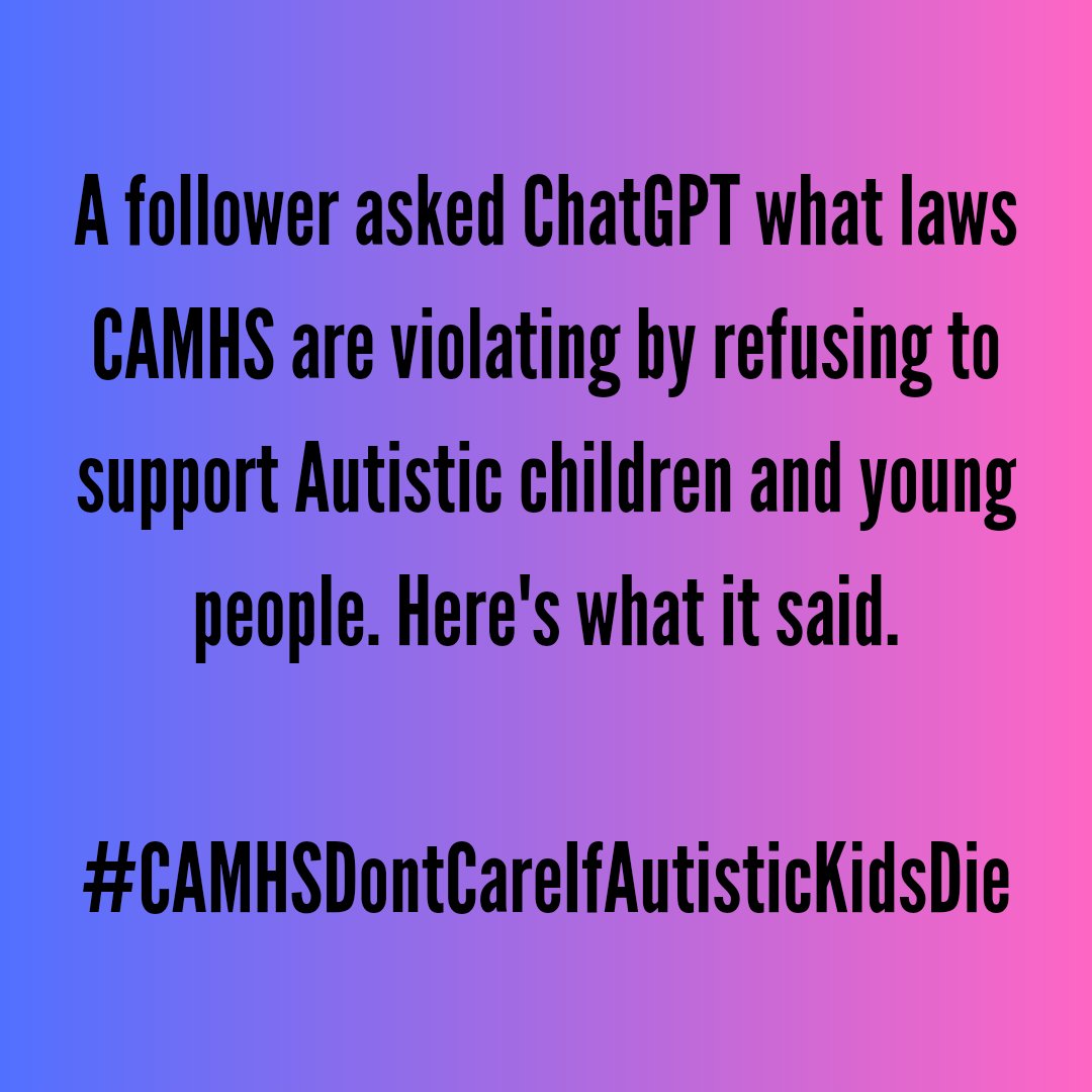 Many thanks to Paul Essex for doing this. #CAMHSDontCareIfAutisticKidsDie 1. Equality Act 2010 The Equality Act 2010 is fundamental in prohibiting discrimination against individuals based on protected characteristics, including disability. Autism is considered a disability under…