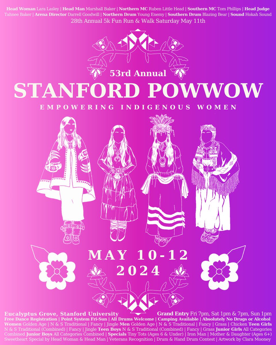Mark your calendars for the 53rd Annual Stanford #Powwow! Mothers' Day Weekend May 10-12th. Come support the Stanford Native community as they host the largest student-run Powwow in the country. Sign-up to volunteer here: docs.google.com/forms/d/e/1FAI…