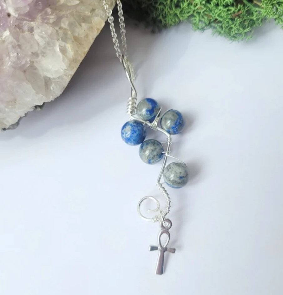 Silver plated Lapis Lazuli Ankh necklace
The ankh symbol, the key of life, is representative of eternal life in Ancient Egypt. 
thewildwoodlandwitch.etsy.com

#MHHSBD #EarlyBiz  #UKGiftHour #UKGiftAm #UKWeekendHour #crafturday #YorkshireCraftHour  wildwoodlandwitch.etsy.com