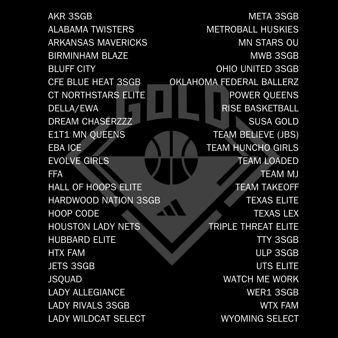 Jr3SSB's tweet image. our official 3SGB GIRLS team list! first stop 📍Bryan, TX April 19-21st #3SGB #adidasbasketball #goforgold