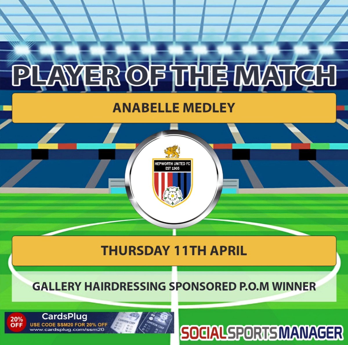A great team effort away at Promotion chasing Farsley Celtic going down 4-1 after holding them for 70mins to a dubious off side goal. Our Player of the Match Winner was ........
