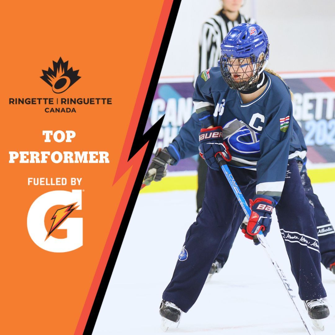 Top Performer Fuelled by G - Addison Jozsa 🗻 Félicitations à Addison Jozsa de l'équipe U16AA d'Alberta, dont le jeu de haut niveau lors de la journée 4️⃣ du Championnat canadien de ringuette 2024 lui a valu d'être nommée la « Top Performer Fuelled By G »