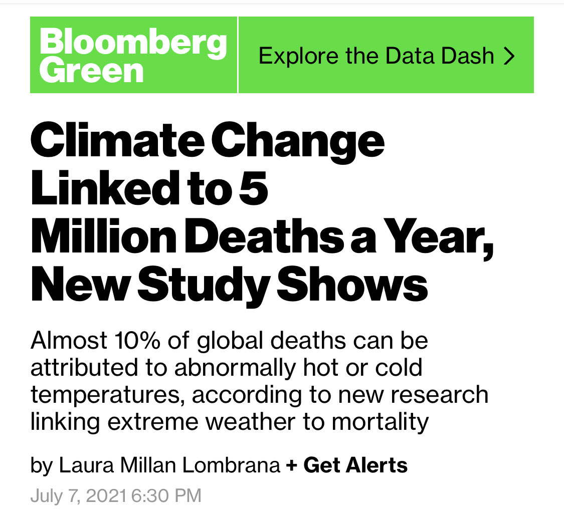 Almost 10% of all global deaths are now linked to climate change.