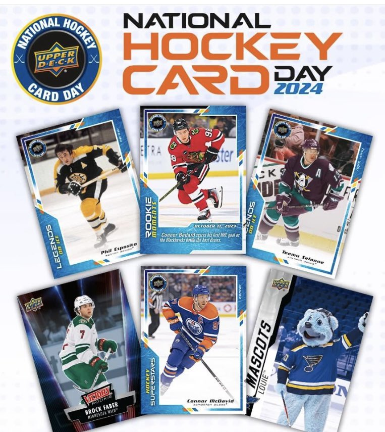 2024 UD National Hockey Card Weekend at ATTACK OF THE BASEBALL CARDS! ATTACK. Open Sat & Sun  11am-4:30pm. Get a FREE PACK of NHCD & w/min purchase get a Free Limited Edition Rookie Card & a DoorPrize Entry! Win great Hockey Prizes all weekend plus get Special Surprises!