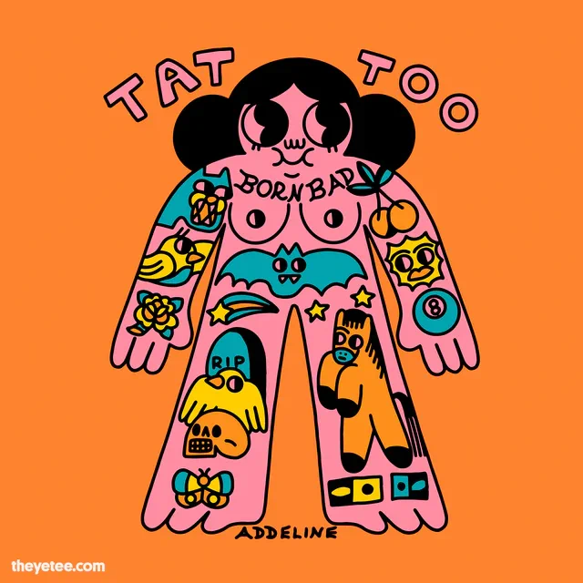 Nice ink.  Tattoo is one of the newest tees from our exclusive weekend collaboration with artist Burger Babie, featuring a full color design on both the front and back of the tee! Available   