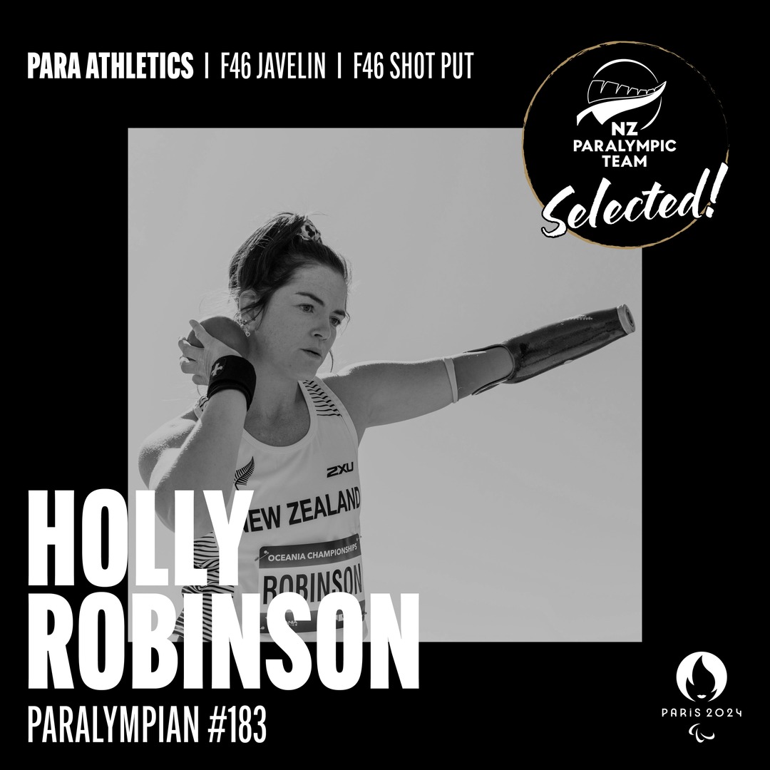 SELECTED!  

Meet Paralympian #183 Holly Robinson! 

Congratulations on earning your place in the NZ Paralympic Team, Holly! Prepare for some epic cheering all the way from NZ! 🖤🌿 

paralympics.org.nz/news/fab-four-…

#Paris2024