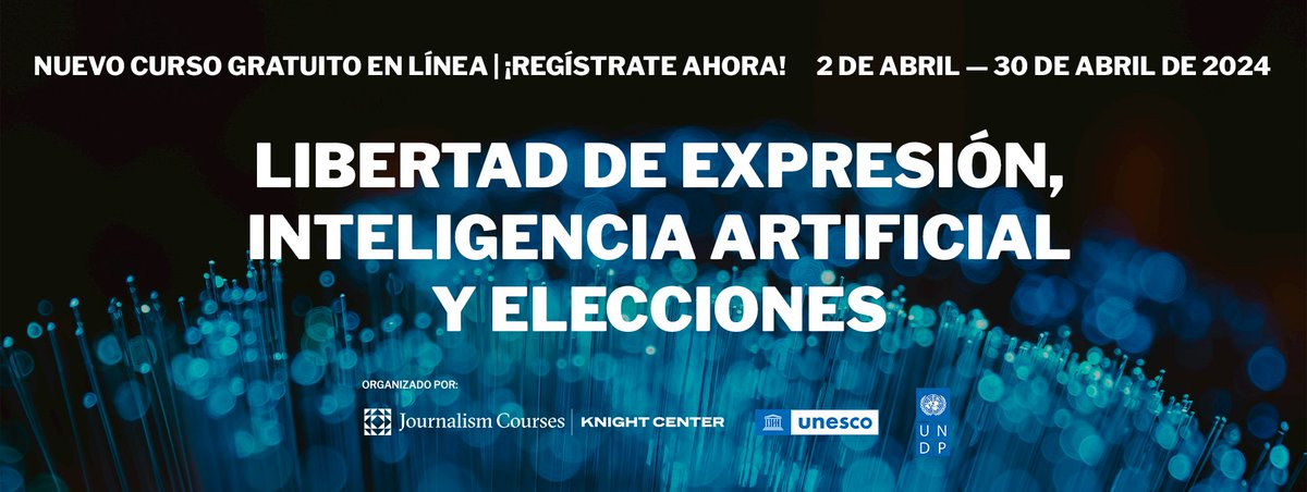 📣 ¡El registro al MOOC sobre #LibertaddeExpresión, #InteligenciaArtificial y Elecciones permanecerá abierto por tres semanas más!🙌🏿

Recuerda que quienes cumplan los requisitos del curso recibirán un certificado de finalización gratuito.🎓

👉🏿 ow.ly/rBJX50R7HgS