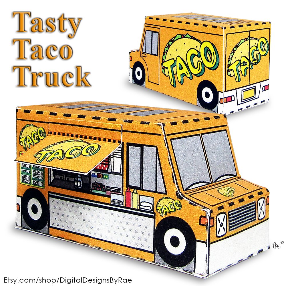 Tasty Taco Truck! digitaldesignsbyrae.etsy.com/listing/656158… #taco #Mexicanfood #foodtruck #streetfood #3dpapercraft #papertoy #foldable #printable #Etsy