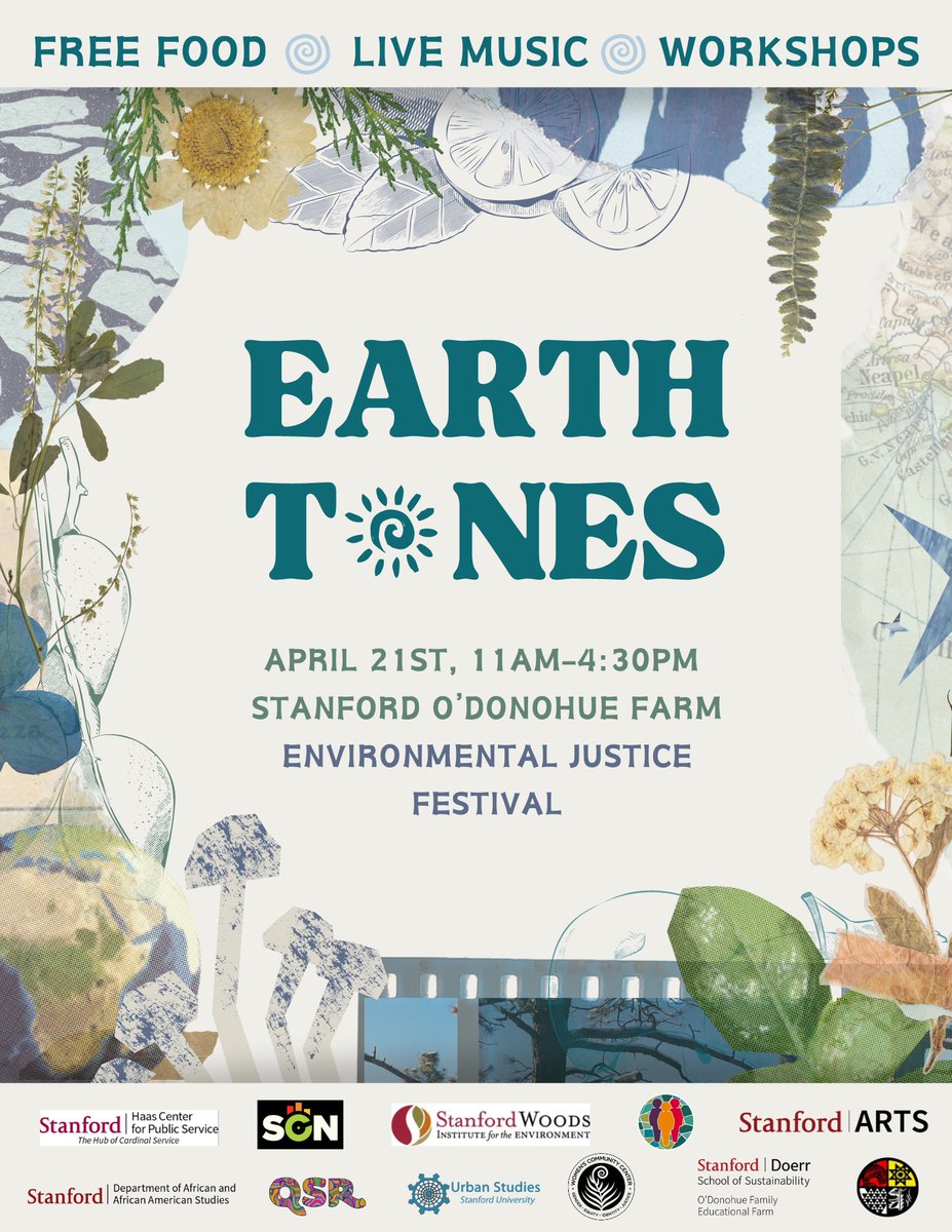 Stanford's 5th annual student-run environmental justice festival, Earthtones, is NEXT SUNDAY April 21st from 11 AM - 4:30 PM at the O'Donohue Educational Farm. Stay updated by following @stanford_earthtones on Instagram and RSVP here: docs.google.com/forms/d/e/1FAI…