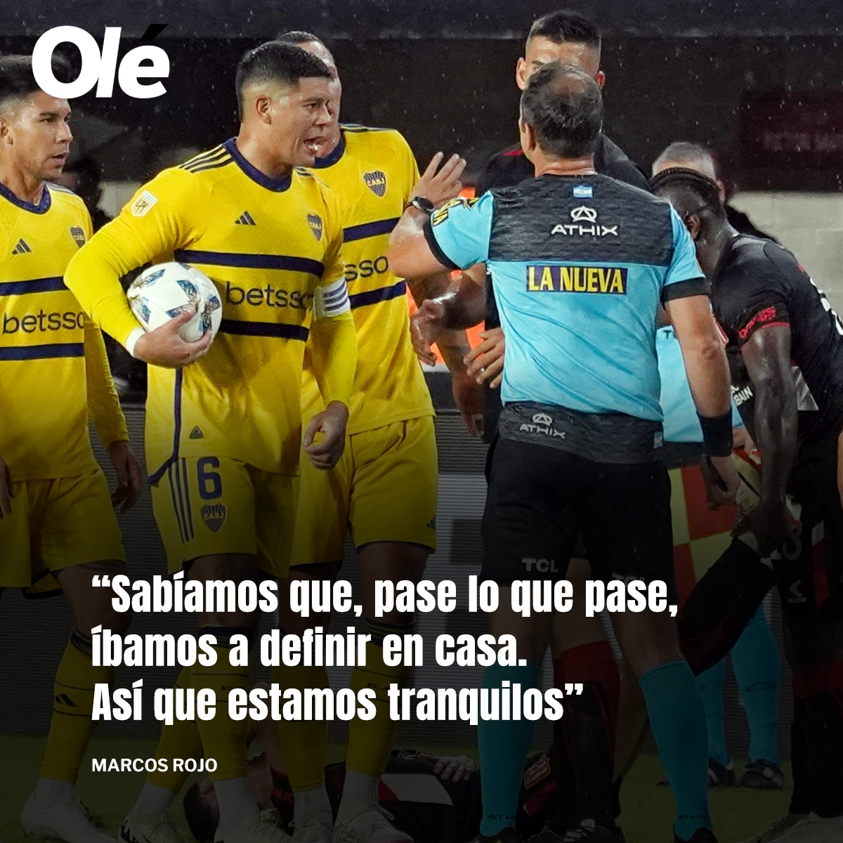 🔵🟡 La tranquilidad del capitán: Marcos Rojo brindó calma tras la derrota ante Estudiantes. 👉 Si Boca le gana a Godoy Cruz el martes en la Bombonera, se clasifica a cuartos de final. 📸 Martín Bonetto (Clarín/Olé)