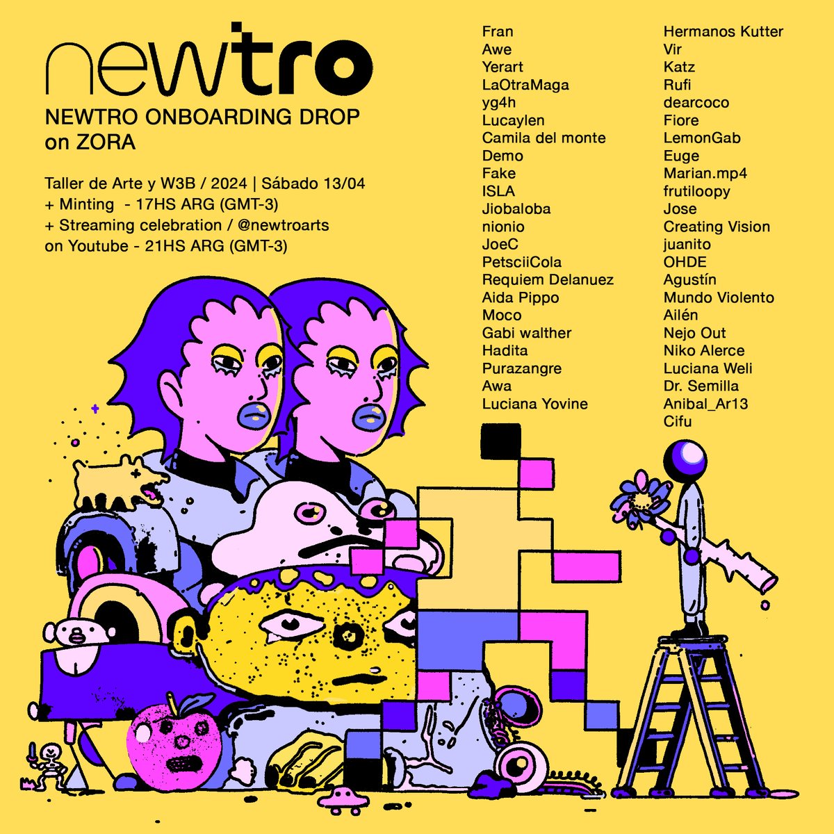 NEWTRO ONBOARDING DROP on @ourZORA 🔵

📌 SAVE THE DATE:
Saturday, April 13
+ Minting 17:00HS (GMT-3)
+ Streaming celebration
on Youtube 21:00HS (GMT-3)
🔗 youtube.com/@newtroarts

+ more info ⬇️🧵