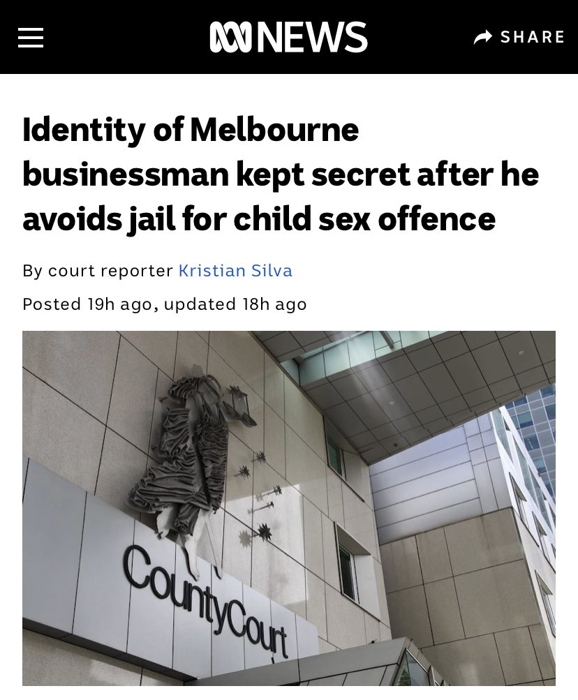 This is a fascinating case. A police investigation into CSA materials on one app has resulted in 10 new cases, and 9 individuals being named so far… The one whose name was suppressed has significant links to prominent figures in the Victorian legal fraternity. 1/..