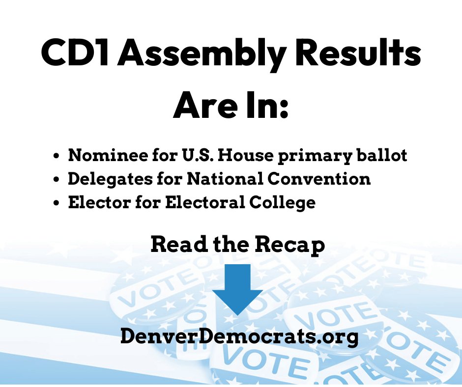CD1 Assembly results are officially in! We've successfully selected our candidate for the U.S. House of Representatives, a team of delegates for the National Convention this August and an elector to represent CD1 in the Electoral College. Details here: bit.ly/CD1AssemblyRes…