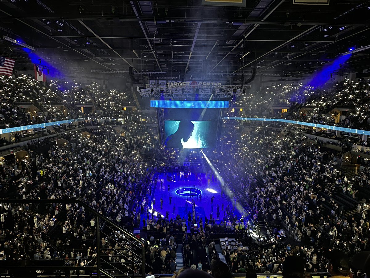 Doesn’t matter how many games I attend, it never gets old seeing a packed crowd during player intros. Full house at Target Center tonight. 🐺