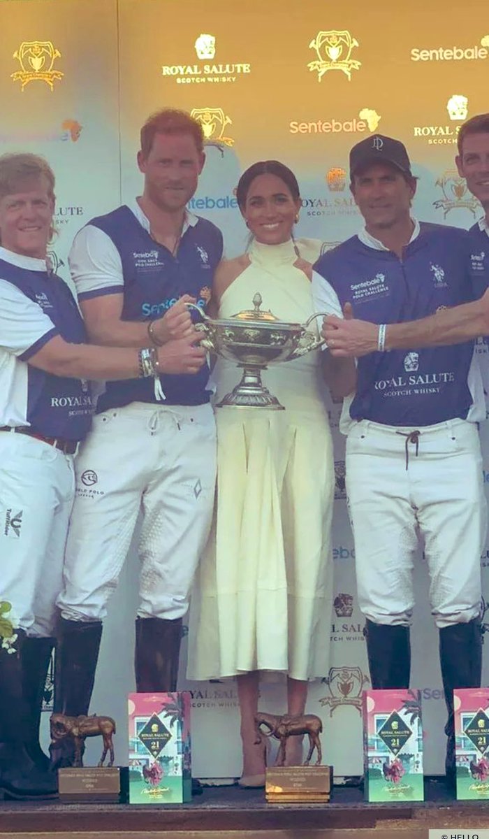 Princess Meghan presents the trophy to The winning Sentebale team. Congratulations to all.🏆 #SentebalePolo