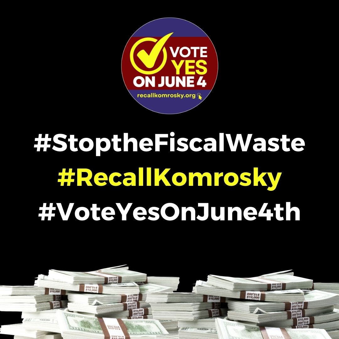 onetvpac's tweet image. #FiscalFriday
While students are advocating at board meetings for assistance with field trip transportation costs, Komrosky has wasted more than $750,000 on personal and politically-motivated things that don&apos;t benefit students in any way. 

#VoteYesonJune4
recallkomrosky.org