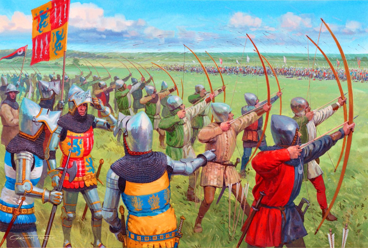 One of the most brutal duels between medieval archers happened at the Battle of Shrewsbury in 1403 as two groups of English longbowmen faced each other. Contemporary chroniclers talk about a devastating 'arrow storm' in which men fell 'as fast as leaves fall in autumn after the