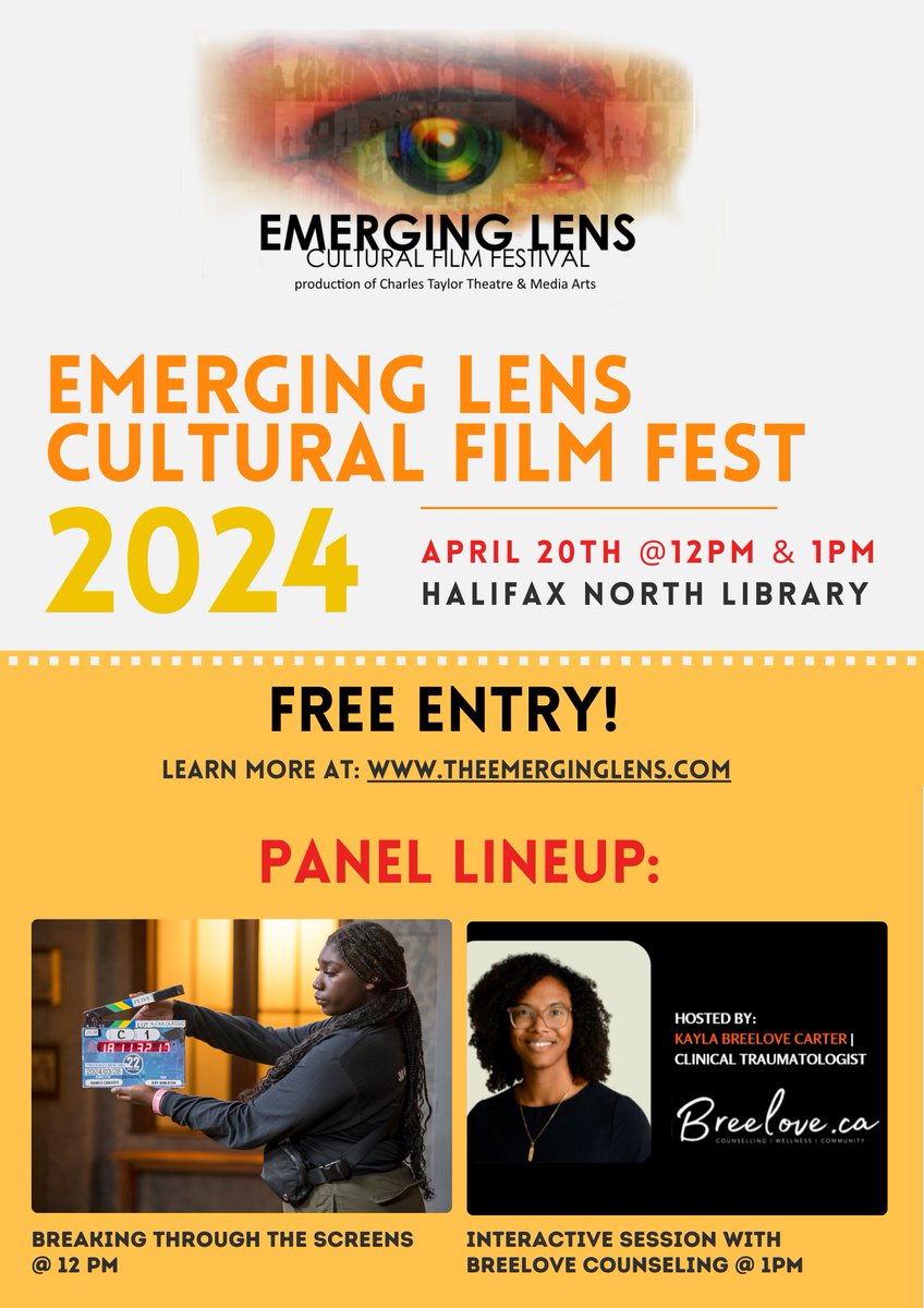 Visit our website for full festival details! 
Plan your week with us at 4 different locations around HRM. All events are free! Expect live entertainment, dynamic film programming and snacks 🎥 Theemerginglens.com 

#film #filmfestival #awards #halifax  #novascotia #Canada