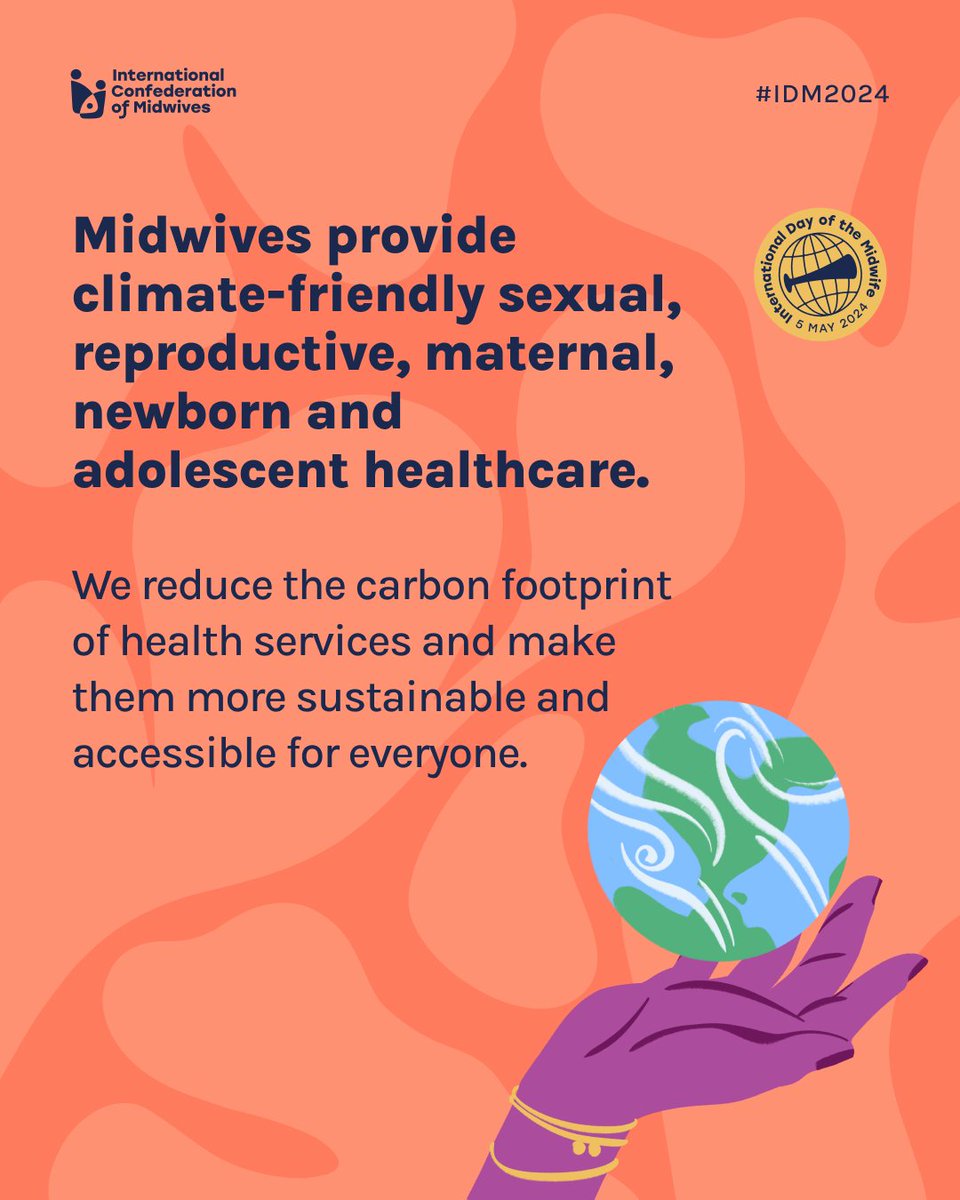 Midwives provide climate-friendly #SRMNAH.&nbsp; 🌍🌱 By providing services in communities, we reduce the need for travel to health facilities. Having access to the care of a midwife ensures health services sustainable and accessible @world_midwives #IDM2024 #MidwivesAndClimate