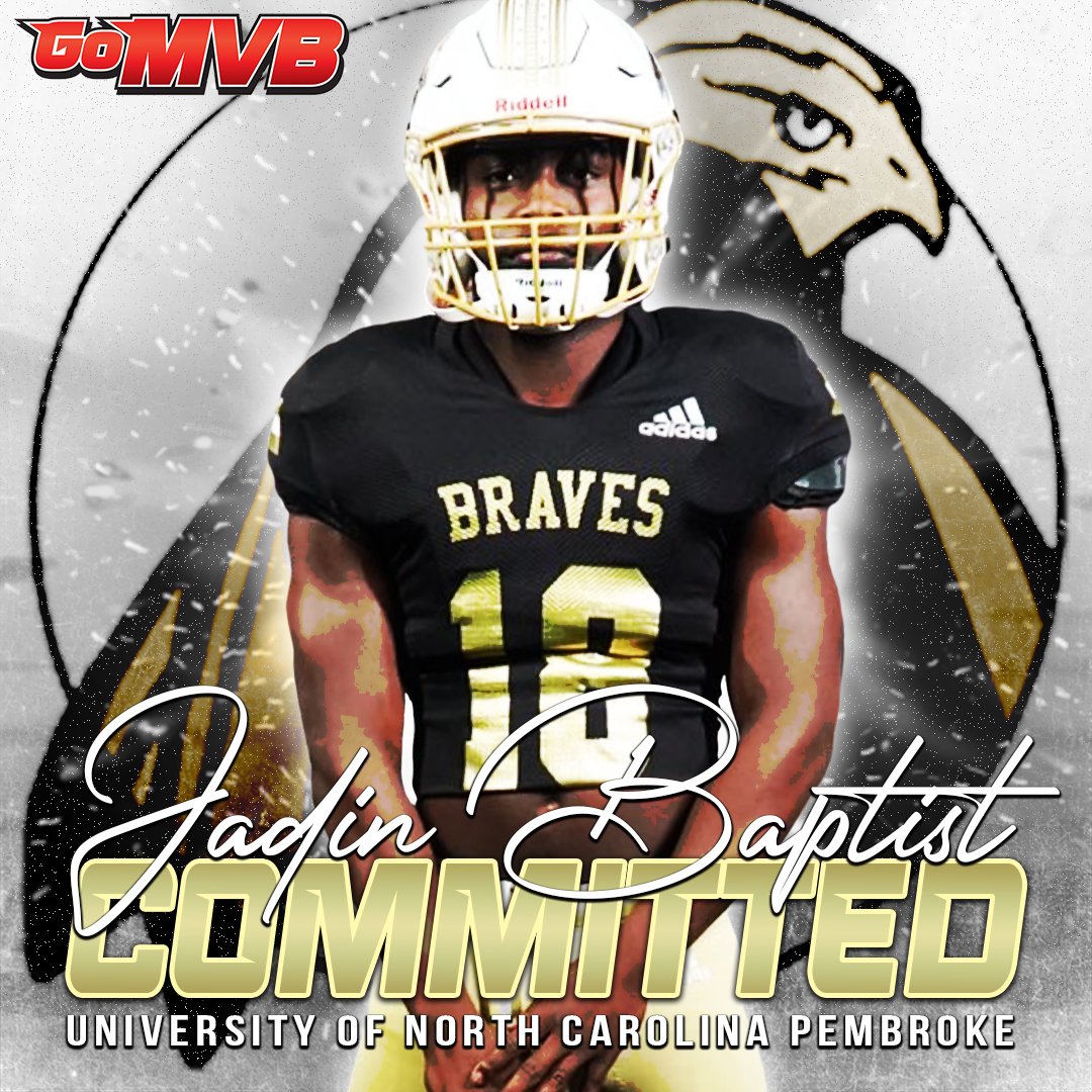 Our guy Jadin Baptist has officially committed to the University of North Carolina Pembroke! '24 LB/S Pinecrest HS, NC More Info: app.gomvb.com/profile/jadin-… Follow: @jadinbaptist18 #gomvb #hsfootball #athlete #collegerecruit #committed