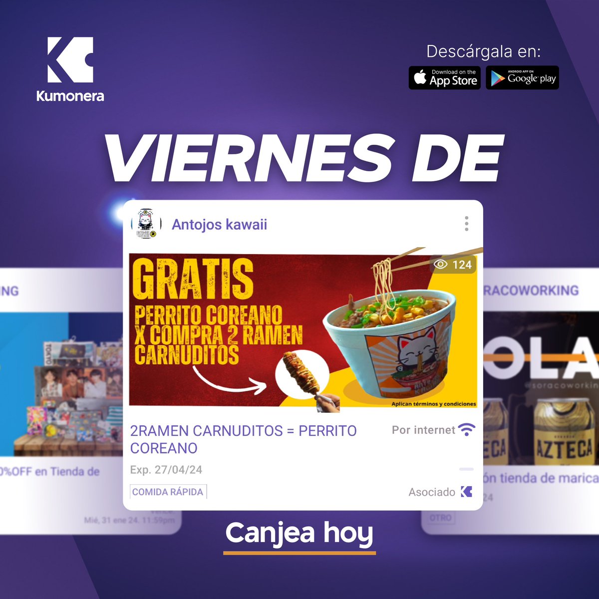 Kumoneracol's tweet photo. ¡Viernes de canjear cupones en Kumonera! Descarga la app aquí https://t.co/t8Qj4Lmvpv https://t.co/5hLukFIilY