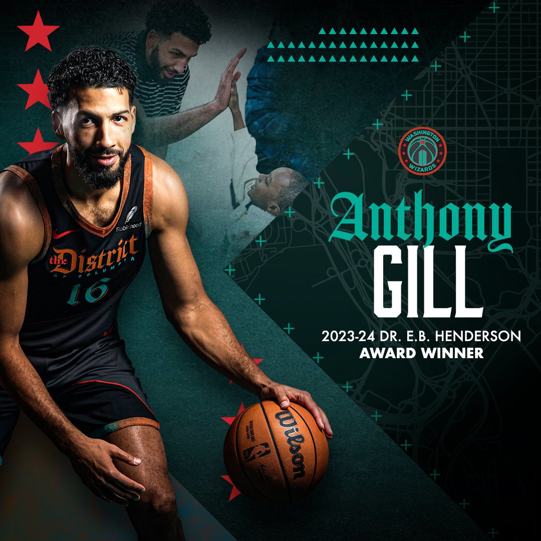 WashWizards's tweet image. Congratulations to Anthony Gill for being awarded our 3rd annual Washington Wizards Dr. E.B. Henderson Team Award.

This is AG’s 2nd time being recognized for his work in the D.C. community and beyond with the award. 💙

Read more → on.nba.com/3TONX9K