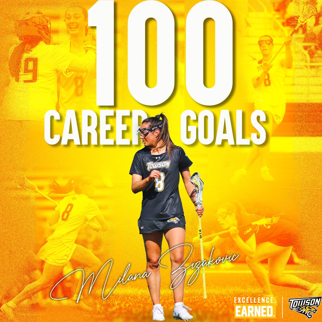 Milana Zizakovic becomes the 18th 🐯 to join the 1⃣0⃣0⃣ goal club at Towson!!!😍

#GohTigers