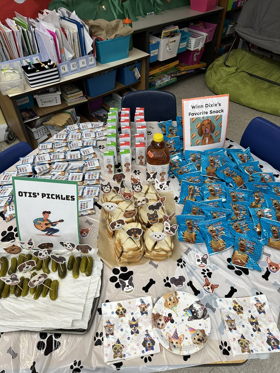 Watts_NMES's tweet photo. Welcome to our Winn Dixie Party! 🐶  🐾 We had so much fun ending our Literary Essay Unit with a party to always remember our favorite characters Winn Dixie, Opal, Gloria Dump, Preacher, Otis &amp; more! https://t.co/5nghsHnaeK