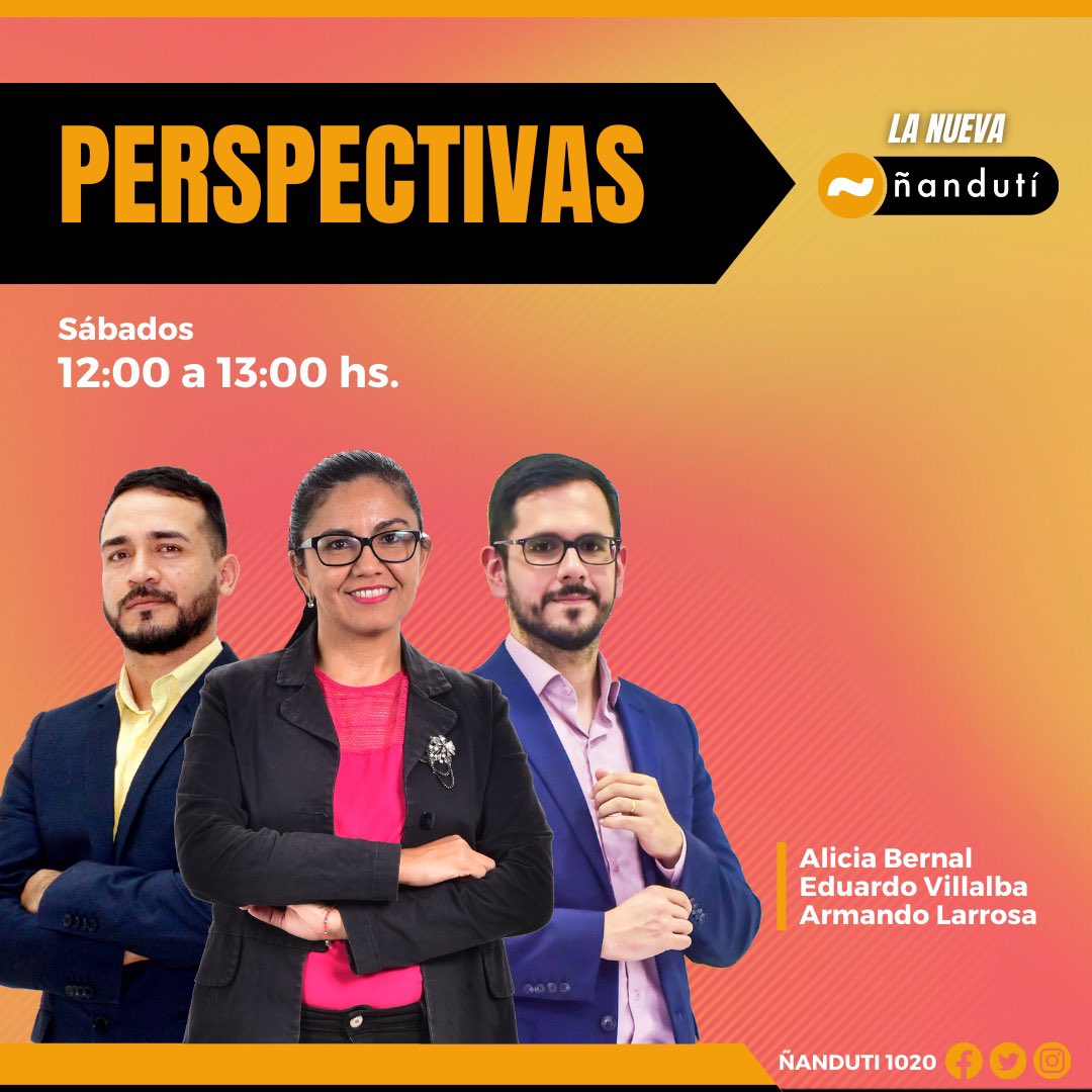 #Ñandutí 🚨| Perspectivas 📈 El análisis económico llega de la mano de Alicia Bernal, Eduardo Villalba y Armando Larroza los sábados de 12 a 13 horas. #1020AM📻 #ÑandutíTV📺