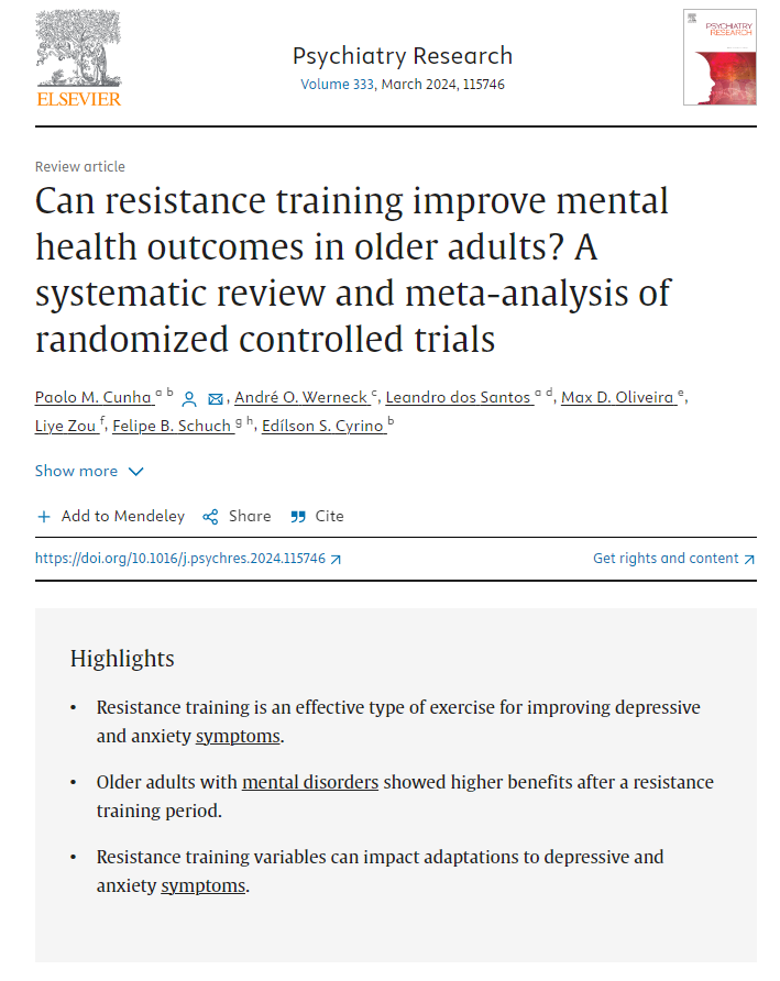 「筋トレ」は高齢者のメンタルヘルスを改善することを示すランダム化比較試験の系統的レビューとメタ分析
高齢者でも筋トレによって抑うつや不安などのメンタルヘルスは改善し、とくにグループセッションなどで社会的な交流が生まれることでより効果的であると示された。(21 studies)