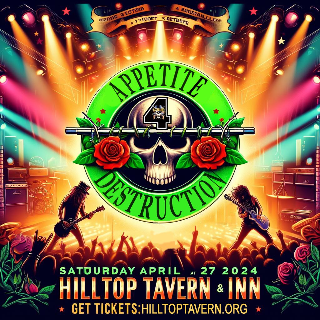 Step Into the Jungle live music seekers! Join us as we perform the iconic Appetite For Destruction album in its entirety!
Get Tickets: hilltoptavernandinn.com/eventbrite-eve…
@hilltop_tavern @TheHighwayDrive @cityofvv
#hilltoptavernandinn #victorvilleca #highdesert #applevalleyca #Hesperiaca