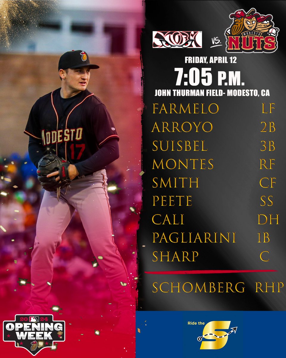 It’s Fireworks Night presented by Stanislaus County PHAST Youth Coalition. We got Will Schomberg on the mound. 🎟️: milb.com/modesto/ticket… #gonuts #seausgrow | @StanRTARideTheS