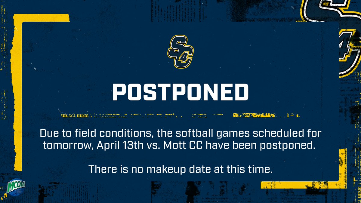 🥎 Softball Update Tomorrow's home double header against Mott CC has been postponed. To see when the makeup date has been decided check out sc4skippers.com #SkipperPride
