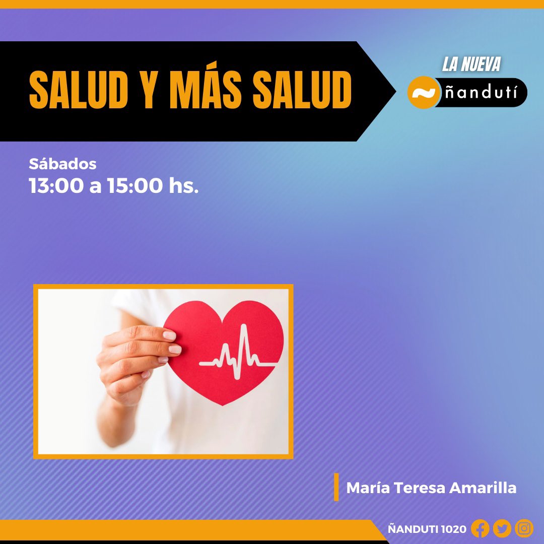 #Ñandutí 🚨| Salud y Más Salud 👉🏽 María Teresa Amarilla te acompaña los sábados de 13 a 15 horas. #1020AM📻 #ÑandutíTV📺