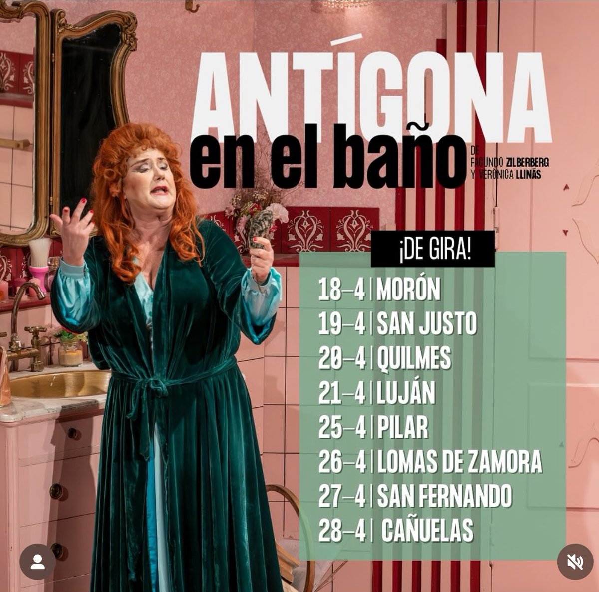 Cuántos baños voy a conocer!…😂
Aquí la gira en GBA
Entradas en:
linktr.ee/antigonaobra
No te la pierdas porque la verdadera tragedia es dejar de reír!